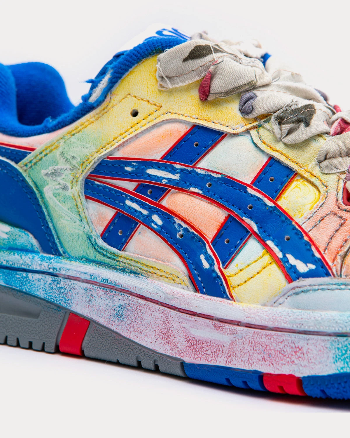 EX89 Rainbow / Cobolt / Beige Lace Low Top Sneakers 4 EX89 Rainbow / Cobolt / Beige Lace Low Top Sneakers - Image 2